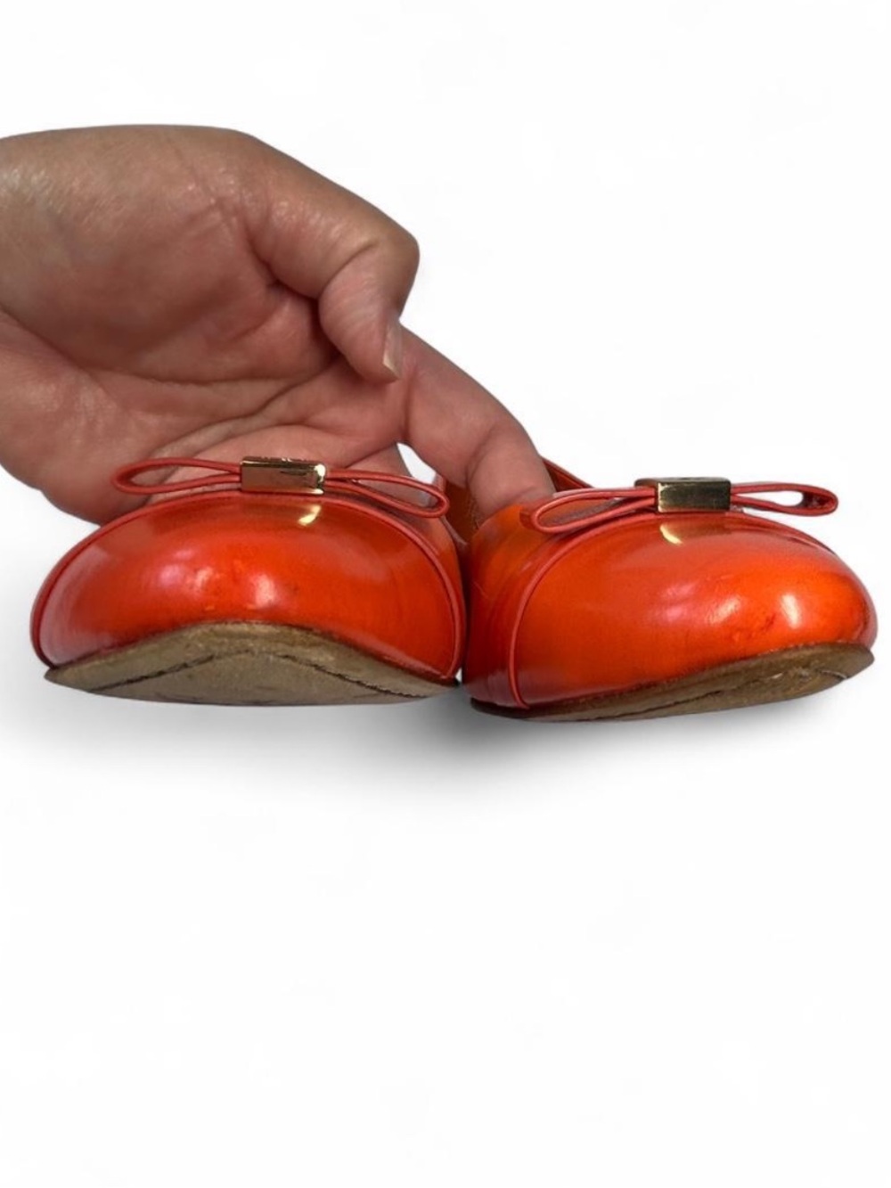 Tory Burch Hugo Pointy-Toe Ballet Flats in the vibrant orange, "Tiger Lily" 10.5 - Picture 8 of 11